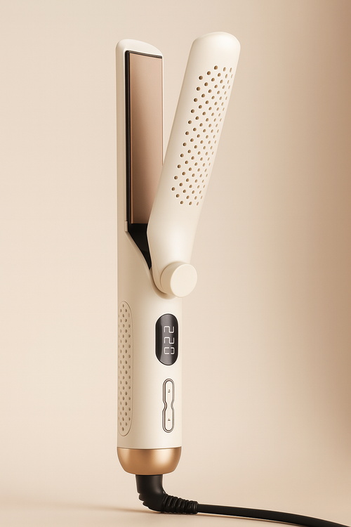 Beige SOLID 2-in-1 haarstyler voor stijlen en krullen, vrijstaand weergegeven.